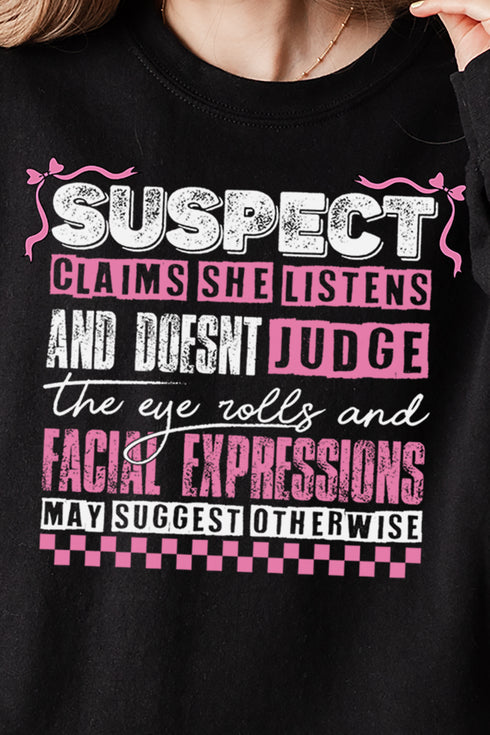 Suspect Claims She Listens Unisex NuBlend Crew Sweatshirt