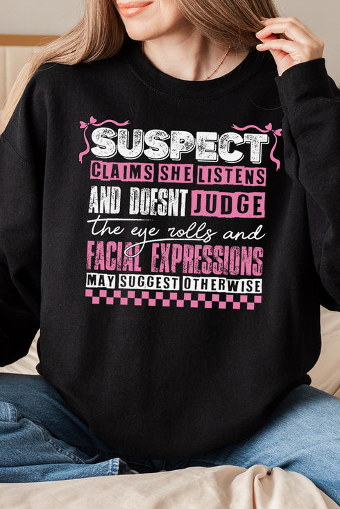 Suspect Claims She Listens Unisex NuBlend Crew Sweatshirt
