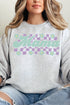 Teal Checkered Daisy Mama Unisex NuBlend Crew Sweatshirt