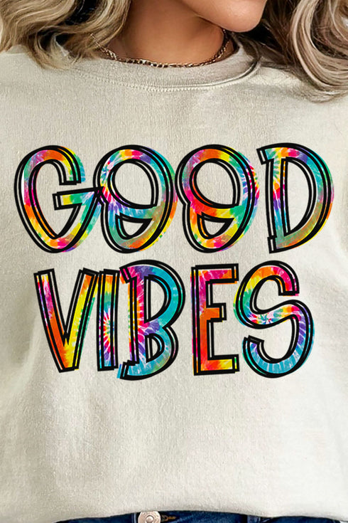 Tie Dye Good Vibes Unisex NuBlend Crew Sweatshirt