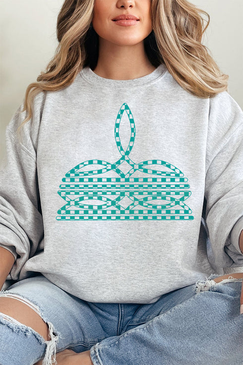 Turquoise Checkered Boot Stitch Unisex NuBlend Crew Sweatshirt