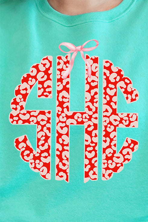 Valentine Leopard 3 Letter Monogram Unisex NuBlend Crew Sweatshirt