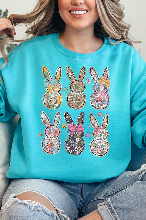 Vintage Bunny Blooms Unisex NuBlend Crew Sweatshirt