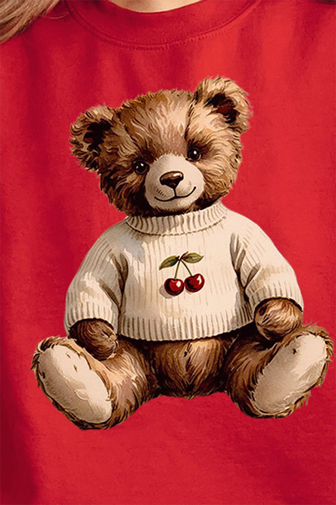 Vintage Cherry Teddy Bear Unisex NuBlend Crew Sweatshirt
