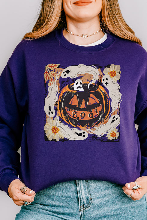Vintage Spooky Friends Unisex NuBlend Crew Sweatshirt