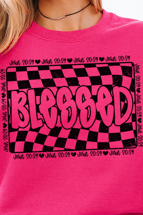 Wavy Checkered Blessed Unisex NuBlend Crew Sweatshirt