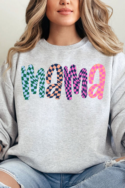 Wavy Checkered Mama Unisex NuBlend Crew Sweatshirt