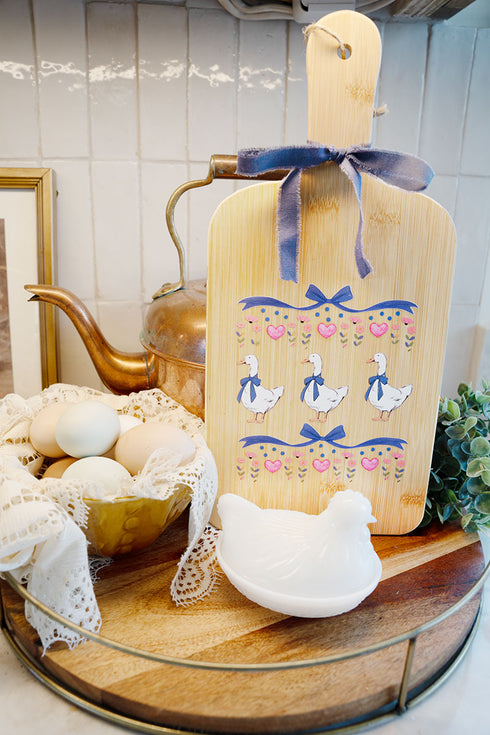Vintage Geese Girls Decorative Wood Cutting Board