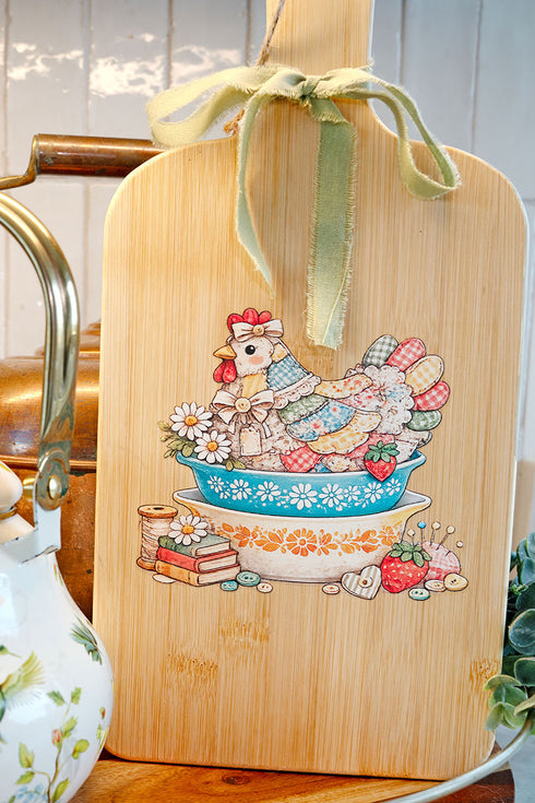 Stitches & Stoneware Decorative Wood Cutting Board