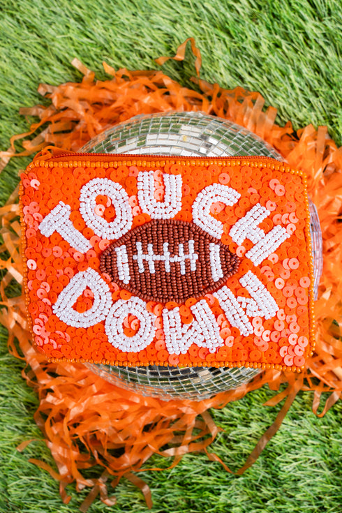 Orange 'Touchdown' Glimmering Coin Purse