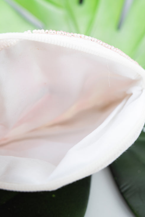 Pink Flamingo Stripe Petite Seed Bead Purse