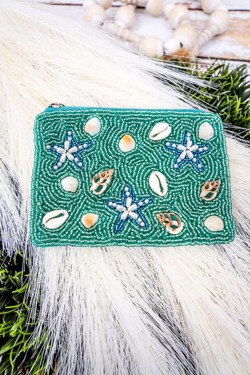 Shoreline Collection Turquoise Seed Bead Coin Purse