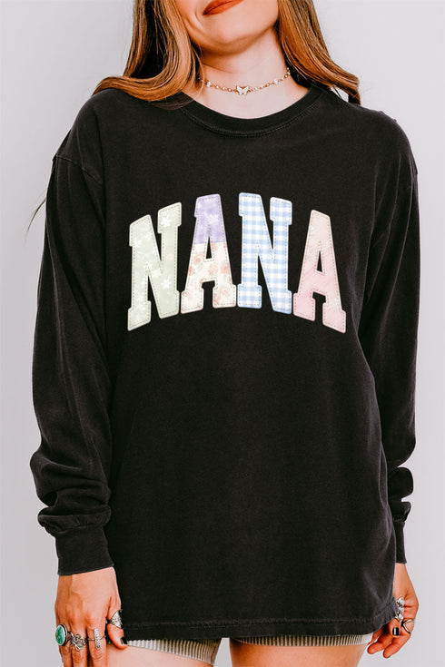 Personalized Soft Stitch Mom Name Comfort Colors Heavyweight Long T-Shirt *Choose Your Name