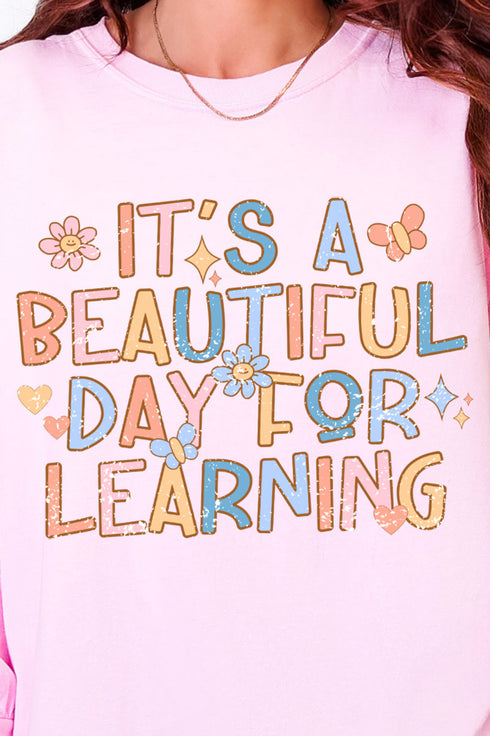 Beautiful Day For Learning Comfort Colors Heavyweight Long Sleeve T-Shirt
