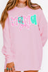 Pink And Preppy Christmas Custom Name Comfort Colors Heavyweight Long Sleeve T-Shirt *Personalize Your Name