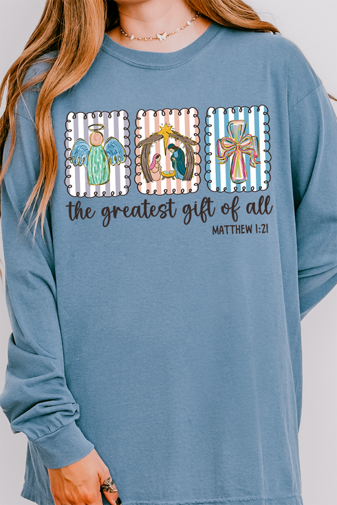 Jesus, Greatest Gift Comfort Colors Heavyweight Long Sleeve T-Shirt