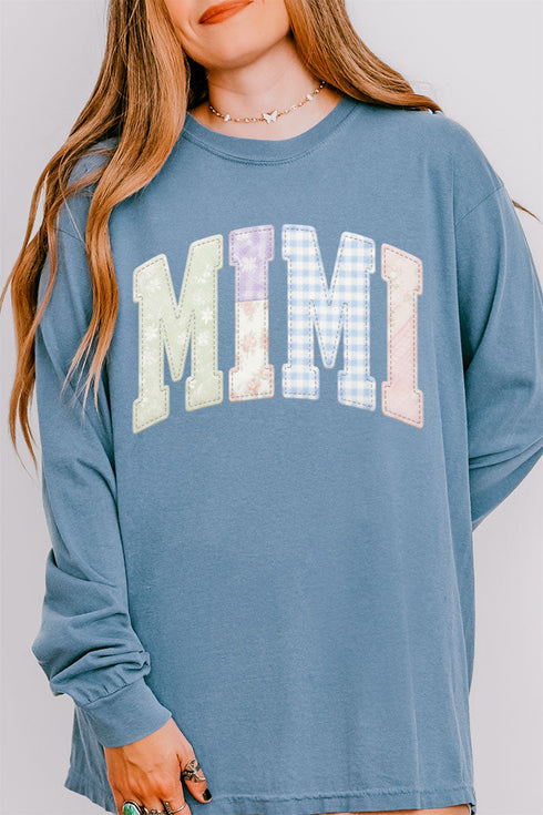 Personalized Soft Stitch Mom Name Comfort Colors Heavyweight Long T-Shirt *Choose Your Name