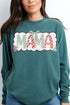 Green And Gingham Christmas Custom Name Comfort Colors Heavyweight Long Sleeve T-Shirt *Personalize Your Name