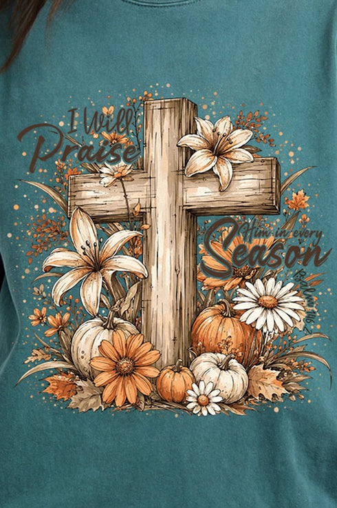 Harvest Praise Cross Comfort Colors Heavyweight Long T-Shirt