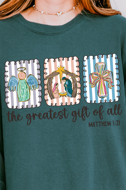 Jesus, Greatest Gift Comfort Colors Heavyweight Long Sleeve T-Shirt