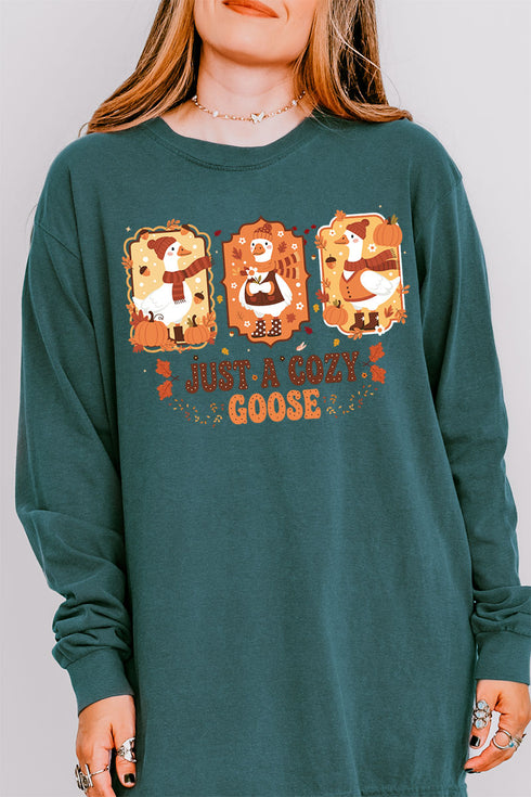 Just A Cozy Goose Comfort Colors Heavyweight Long Sleeve T-Shirt