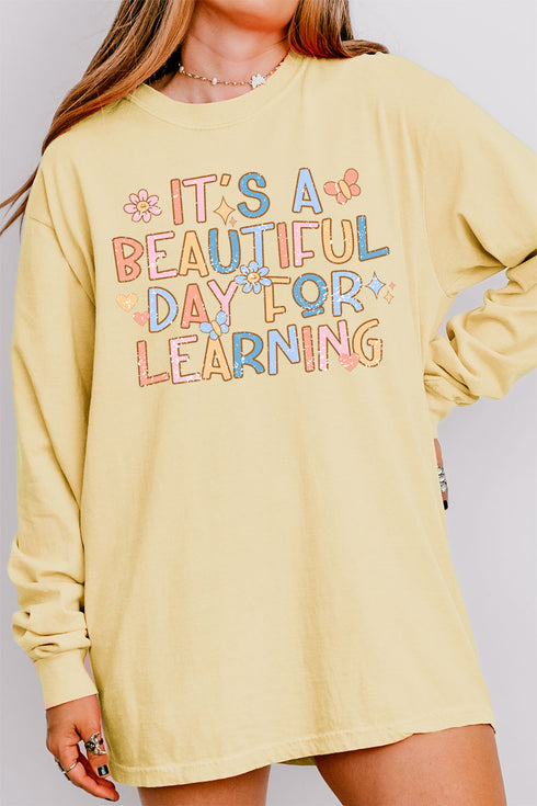 Beautiful Day For Learning Comfort Colors Heavyweight Long Sleeve T-Shirt