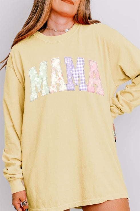 Personalized Soft Stitch Mom Name Comfort Colors Heavyweight Long T-Shirt *Choose Your Name