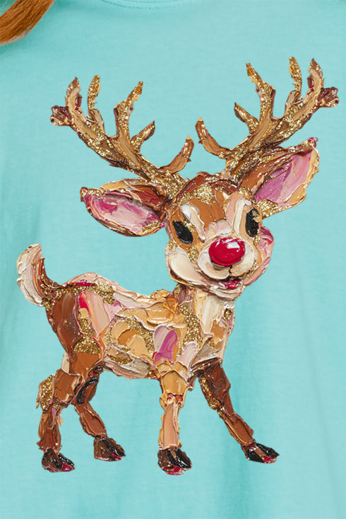 The Painted Red Nose Reindeer Comfort Colors Heavyweight Long Sleeve T-Shirt