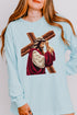 Faux Yarn Jesus At The Cross Comfort Colors Heavyweight Long Sleeve T-Shirt