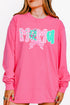 Pink And Preppy Christmas Custom Name Comfort Colors Heavyweight Long Sleeve T-Shirt *Personalize Your Name
