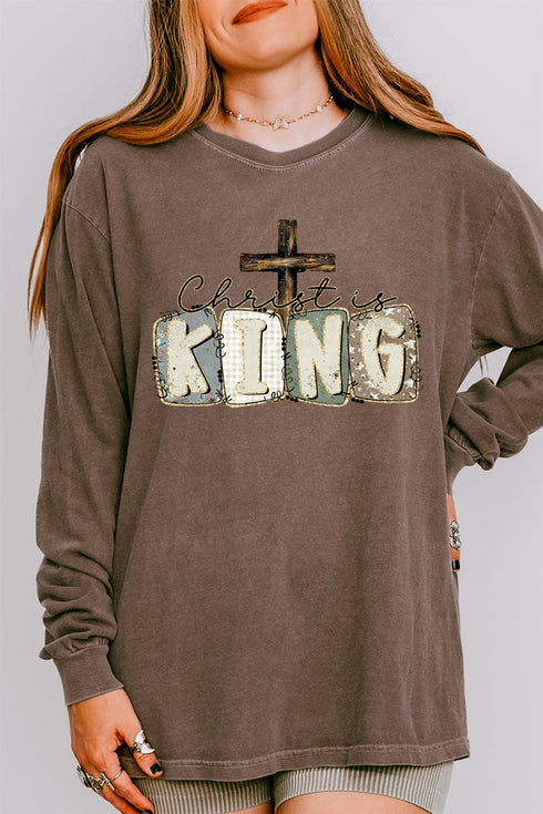 Doodle Christ Is King Comfort Colors Heavyweight Long Sleeve T-Shirt