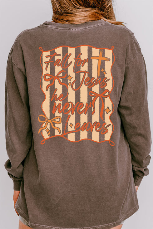 He Never Leaves Front & Back Design Comfort Colors Heavyweight Long T-Shirt