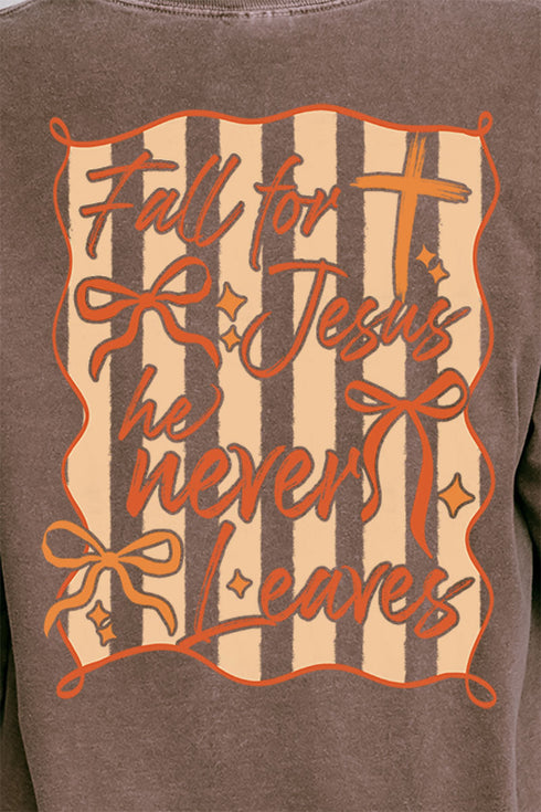 He Never Leaves Front & Back Design Comfort Colors Heavyweight Long T-Shirt