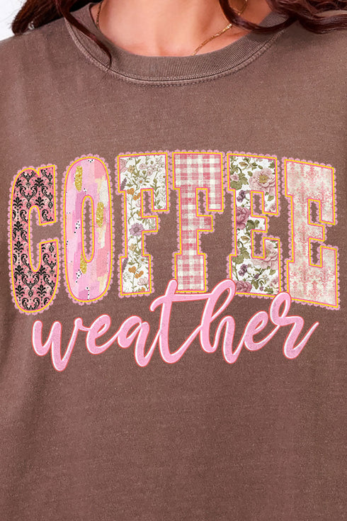 Pink Lace Coffee Weather Comfort Colors Heavyweight Long Sleeve T-Shirt