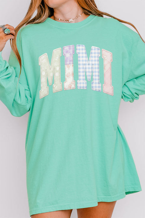 Personalized Soft Stitch Mom Name Comfort Colors Heavyweight Long T-Shirt *Choose Your Name