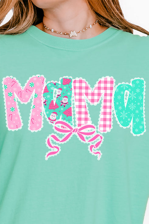 Pink And Preppy Christmas Custom Name Comfort Colors Heavyweight Long Sleeve T-Shirt *Personalize Your Name