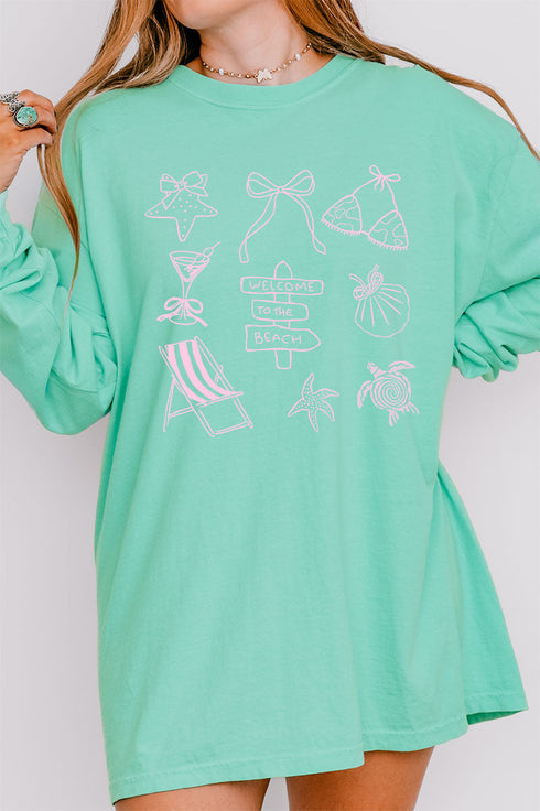 Welcome To The Beach Comfort Colors Heavyweight Long Sleeve T-Shirt