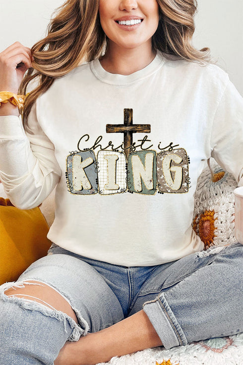 Doodle Christ Is King Comfort Colors Heavyweight Long Sleeve T-Shirt