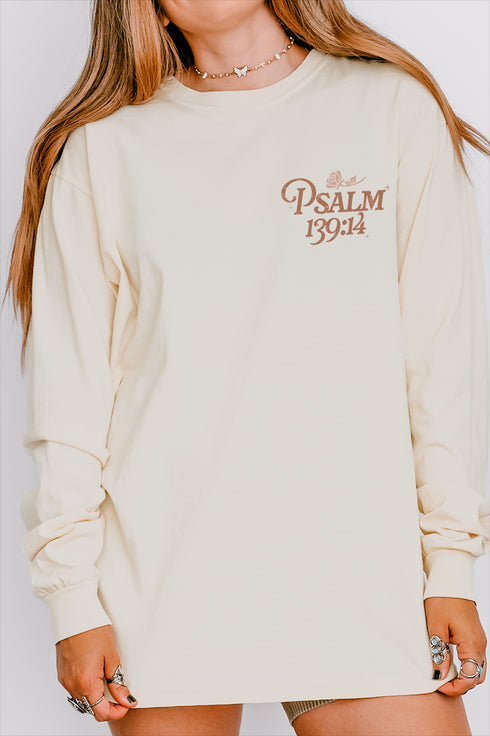 Wonderfully Made Front & Back Design Comfort Colors Heavyweight Long T-Shirt