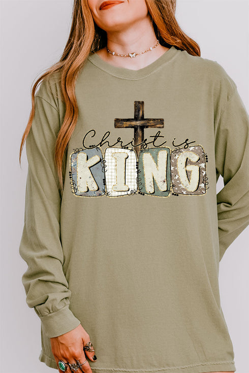 Doodle Christ Is King Comfort Colors Heavyweight Long Sleeve T-Shirt