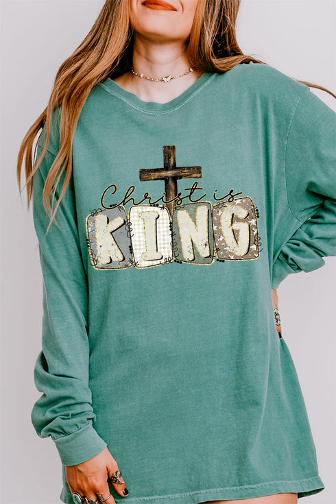 Doodle Christ Is King Comfort Colors Heavyweight Long Sleeve T-Shirt