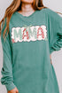 Green And Gingham Christmas Custom Name Comfort Colors Heavyweight Long Sleeve T-Shirt *Personalize Your Name