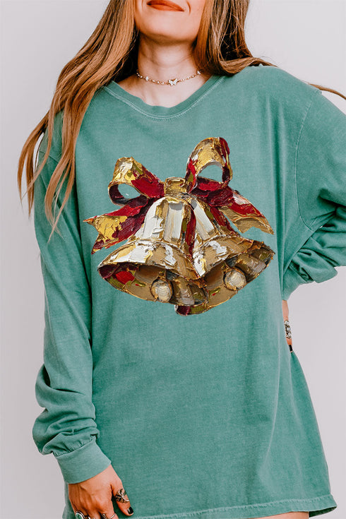 The Painted Christmas Bells Comfort Colors Heavyweight Long Sleeve T-Shirt