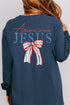 America Needs Jesus Front & Back Design Comfort Colors Heavyweight Long T-Shirt