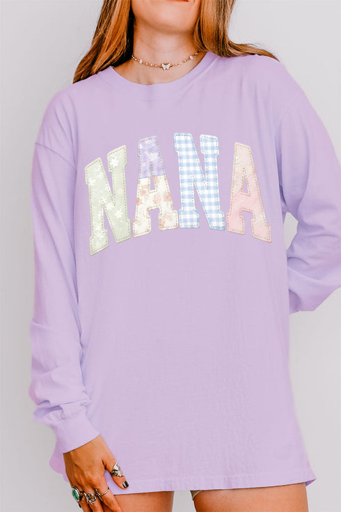 Personalized Soft Stitch Mom Name Comfort Colors Heavyweight Long T-Shirt *Choose Your Name