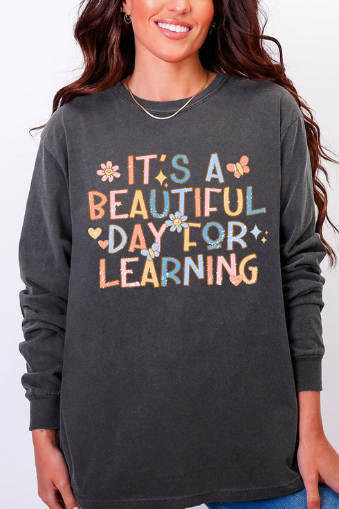 Beautiful Day For Learning Comfort Colors Heavyweight Long Sleeve T-Shirt