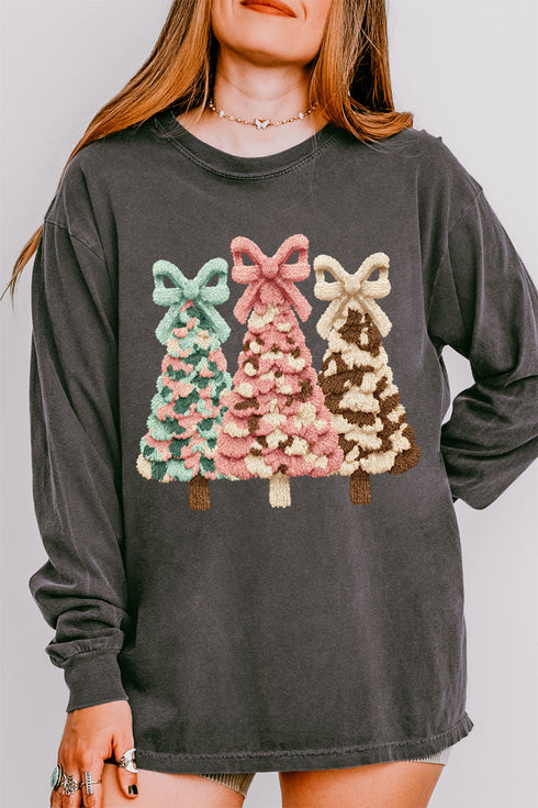 Faux Yarn Coquette Trio Comfort Colors Heavyweight Long Sleeve T-Shirt