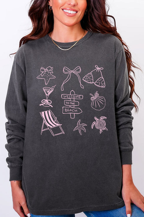 Welcome To The Beach Comfort Colors Heavyweight Long Sleeve T-Shirt
