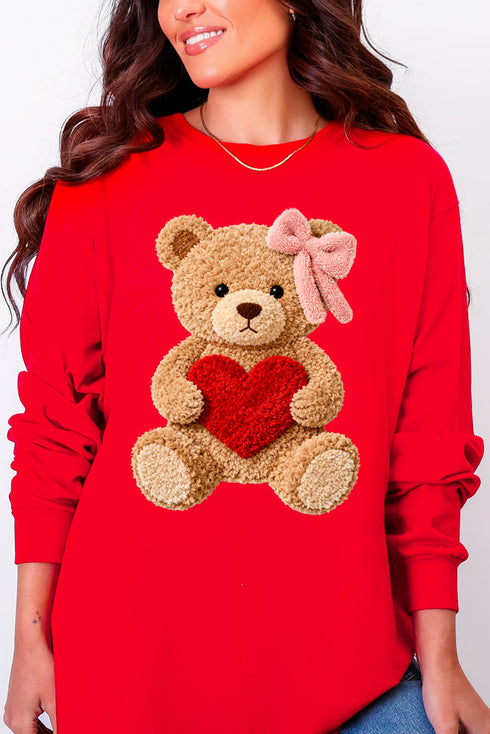 Cozy Heart Cub Faux Yarn Comfort Colors Heavyweight Long Sleeve T-Shirt