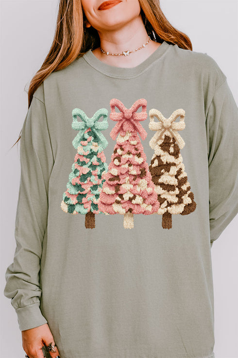 Faux Yarn Coquette Trio Comfort Colors Heavyweight Long Sleeve T-Shirt